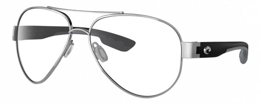 Profile View of Costa Del Mar South Point Designer Reading Eye Glasses in Palladium Silver Matte Black Gray Unisex Pilot Full Rim Metal 59 mm