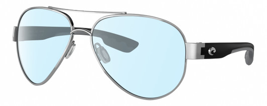 Profile View of Costa Del Mar South Point Designer Blue Light Blocking Eyeglasses in Palladium Silver Matte Black Gray Unisex Pilot Full Rim Metal 59 mm