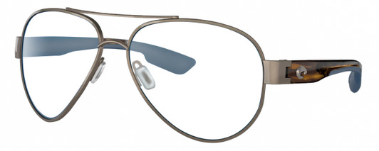 Profile View of Costa Del Mar South Point Designer Bi-Focal Prescription Rx Eyeglasses in Golden Pearl Brown Tortoise Havana Blue Unisex Pilot Full Rim Metal 59 mm