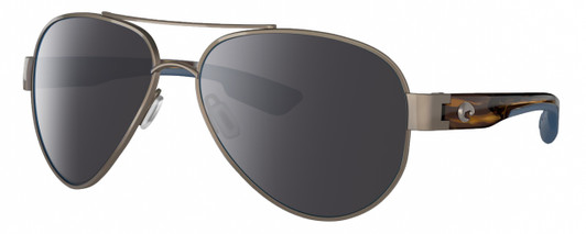 Profile View of Costa Del Mar South Point Designer Polarized Sunglasses with Custom Cut Smoke Grey Lenses in Golden Pearl Brown Tortoise Havana Blue Unisex Pilot Full Rim Metal 59 mm