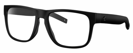 Profile View of Costa Del Mar Spearo Designer Reading Eye Glasses in Matte Black Blackout Unisex Square Full Rim Acetate 56 mm