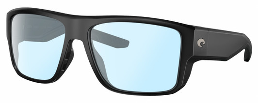 Profile View of Costa Del Mar Taxman Designer Blue Light Blocking Eyeglasses in Matte Black Unisex Square Full Rim Acetate 59 mm