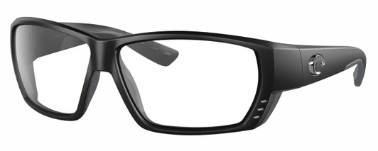 Profile View of Costa Del Mar Tuna Alley Designer Reading Eye Glasses in Matte Black Gray Unisex Rectangular Full Rim Acetate 62 mm