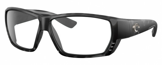 Profile View of Costa Del Mar Tuna Alley Designer Reading Eye Glasses in Matte Gray Black Tiger Shark Unisex Rectangular Full Rim Acetate 62 mm