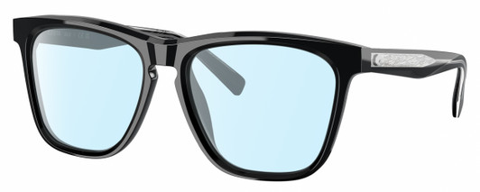 Profile View of Costa Del Mar Ulu Designer Blue Light Blocking Eyeglasses in Gloss Black Silver Unisex Cat Eye Full Rim Acetate 56 mm