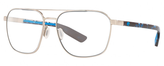 Profile View of Costa Del Mar Wader Designer Reading Eye Glasses in Brushed Silver Blue Black Tortoise Havana Unisex Pilot Full Rim Metal 58 mm