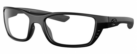 Profile View of Costa Del Mar Whitetip Designer Reading Eye Glasses in Matte Black Blackout Unisex Rectangular Full Rim Acetate 58 mm