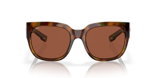Front View of Costa Del Mar Waterwoman Cateye Sunglasses Brown Teal/Polarized Copper 580P 55mm
