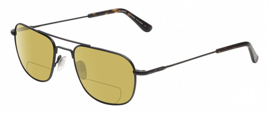 Profile View of American Optical Checkmate Designer Polarized Reading Sunglasses with Custom Cut Powered Sun Flower Yellow Lenses in Matte Black Brown Tortoise Havana Unisex Pilot Full Rim Metal 56 mm