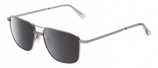 Profile View of American Optical Airman Designer Polarized Sunglasses with Custom Cut Smoke Grey Lenses in Satin Pewter Grey Clear Unisex Pilot Full Rim Metal 56 mm