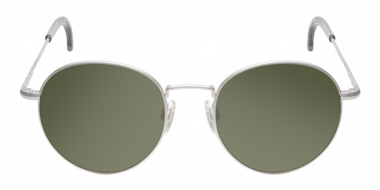 Front View of American Optical AO-1002 Unisex Round Sunglasses in Silver Clear/G15 Green 51 mm