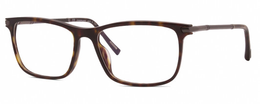 Profile View of Chopard VCH285-0722 Designer Progressive Lens Prescription Rx Eyeglasses in Brown Tortoise Havana Black Grey Unisex Rectangular Full Rim Acetate 55 mm