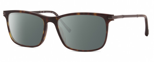 Profile View of Chopard VCH285-0722 Designer Polarized Sunglasses with Custom Cut Smoke Grey Lenses in Brown Tortoise Havana Black Grey Unisex Rectangular Full Rim Acetate 55 mm
