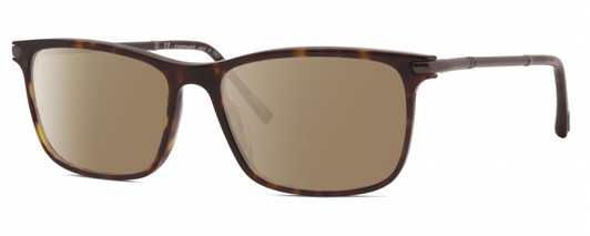 Profile View of Chopard VCH285-0722 Designer Polarized Sunglasses with Custom Cut Amber Brown Lenses in Brown Tortoise Havana Black Grey Unisex Rectangular Full Rim Acetate 55 mm