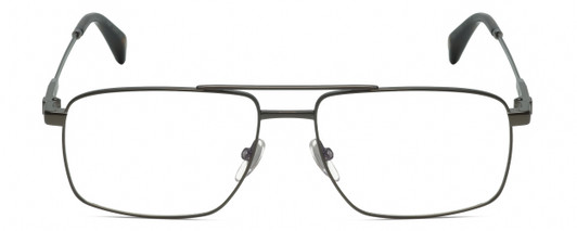 Front View of Chopard VCHF56-0568 Designer Bi-Focal Prescription Rx Eyeglasses in Shiny Black Gunmetal Tortoise Havana Brown Mens Rectangular Full Rim Metal 57 mm