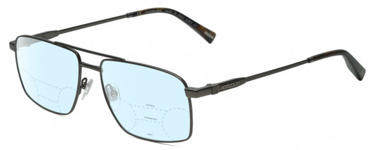 Profile View of Chopard VCHF56-0568 Designer Progressive Lens Blue Light Blocking Eyeglasses in Shiny Black Gunmetal Tortoise Havana Brown Mens Rectangular Full Rim Metal 57 mm