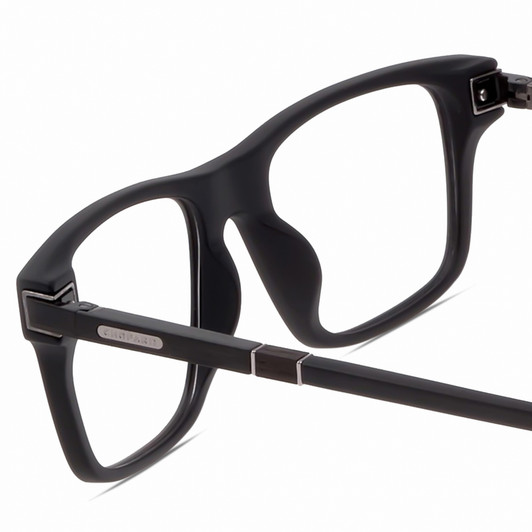 Close Up View of Chopard VCH313-0703 Men's Designer Reading Glasses Black Carbon Fiber/Wood 53 mm