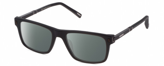 Profile View of Chopard VCH313-0703 Designer Polarized Sunglasses with Custom Cut Smoke Grey Lenses in Matte Black Carbon Fiber/Wood Mens Rectangular Full Rim Acetate 53 mm