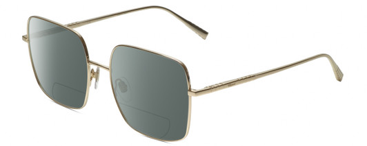 Profile View of Chopard VCHF49M-0300 Designer Polarized Reading Sunglasses with Custom Cut Powered Smoke Grey Lenses in Shiny Gold Ladies Square Full Rim Metal 55 mm