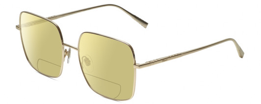 Profile View of Chopard VCHF49M-0300 Designer Polarized Reading Sunglasses with Custom Cut Powered Sun Flower Yellow Lenses in Shiny Gold Ladies Square Full Rim Metal 55 mm
