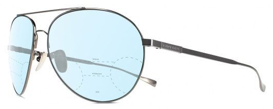 Profile View of Chopard SCHD57M-568P Designer Progressive Lens Blue Light Blocking Eyeglasses in Shiny Black Gunmetal Mens Pilot Full Rim Metal 64 mm