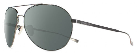 Profile View of Chopard SCHD57M-568P Designer Polarized Sunglasses with Custom Cut Smoke Grey Lenses in Shiny Black Gunmetal Mens Pilot Full Rim Metal 64 mm