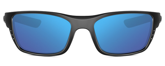 Front View of Costa Del Mar Whitetip Unisex Designer Sunglass Black/Polarized Blue Mirror 58mm