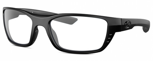 Profile View of Costa Del Mar Whitetip Designer Reading Eye Glasses with Custom Cut Powered Lenses in Matte Black Unisex Rectangular Full Rim Acetate 58 mm