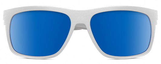 Front View of Costa Del Mar Baffin Unisex Square Designer Sunglasses in Grey/Blue Mirror 58 mm