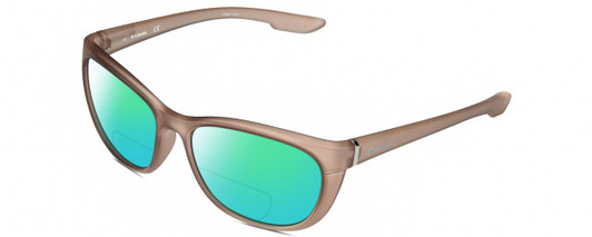 Profile View of Columbia C520S WILDBERRY Designer Polarized Reading Sunglasses with Custom Cut Powered Green Mirror Lenses in Wildberry Pink Brown Frosted Crystal Ladies Oval Full Rim Acetate 58 mm