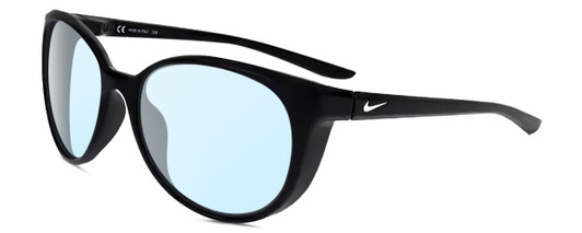 Profile View of NIKE ESSENCE CT8234 Designer Blue Light Blocking Eyeglasses in Gloss Black White Unisex Oval Full Rim Acetate 56 mm