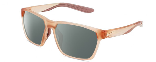 Profile View of NIKE MAVERICK S M DJ Designer Polarized Sunglasses with Custom Cut Smoke Grey Lenses in Washed Coral Pink Orange Frosted Crystal Unisex Rectangular Full Rim Acetate 55 mm