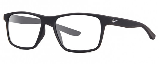 Profile View of NIKE WHIZ EV1160 Designer Reading Eye Glasses in Matte Anthracite Grey White Unisex Rectangular Full Rim Acetate 48 mm