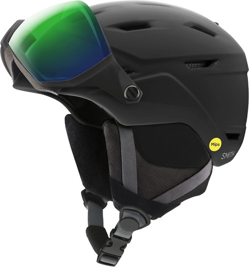 Lifestyle image 1 of Smith Optics Survey MIPS Unisex Snow Helmet - Matte Black, ChromaPop Everyday Green Mirror | Small