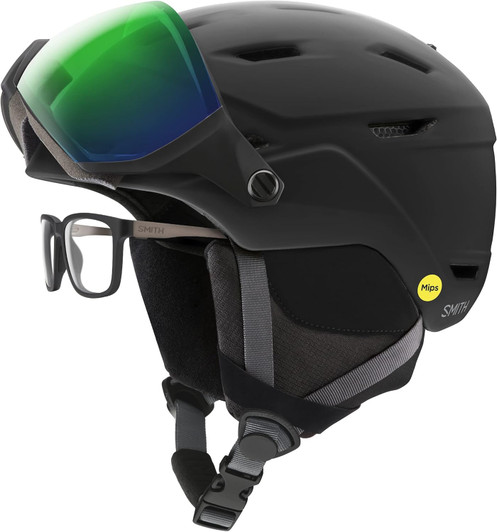 Lifestyle image 2 of Smith Optics Survey MIPS Unisex Snow Helmet - Matte Black, ChromaPop Everyday Green Mirror | Small