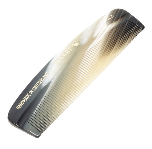 5th Image of Speert#42 Mazzucchelli Acetate Designer Hair Comb Women/Men Tan Grey Horn Marble