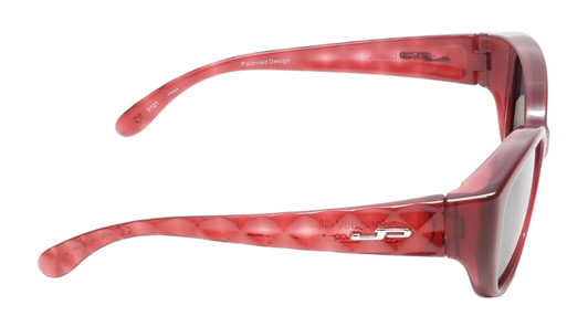 Side View of Jonathan Paul Beverly Women Fitover Sunglasses Crystal Cherry Red&Polarized Grey