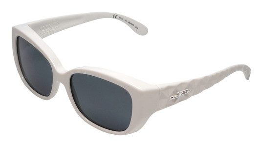 Profile View of JP Jonathan Paul Beverly Womens Fitovers Sunglasses Gloss White & Polarized Grey