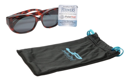 Profile View of JP Jonathan Paul Beverly Fitovers Sunglasses Crystal Red Tortoise&Polarized Greywith Included Micro-Fiber Cleaning Drawstring Case