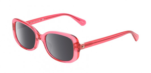 Profile View of Kate Spade DIONNA-035J Designer Polarized Sunglasses with Custom Cut Smoke Grey Lenses in Crystal Pink Ladies Butterfly Full Rim Acetate 52 mm