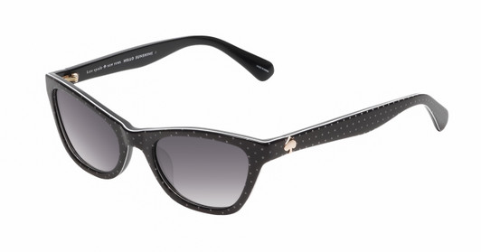 Profile View of Kate Spade JOHNETA-7RM Women's Cat Eye Sunglasses Black White/Grey Gradient 51mm