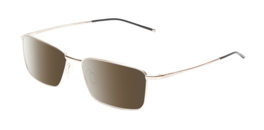 Profile View of Porsche Design P8364 Designer Polarized Sunglasses with Custom Cut Amber Brown Lenses in Shiny Gold Black Unisex Rectangular Full Rim Titanium 55 mm