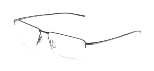 Profile View of Porsche Design P8736 Unisex Semi-Rimless Designer Reading Glasses in Black 58 mm