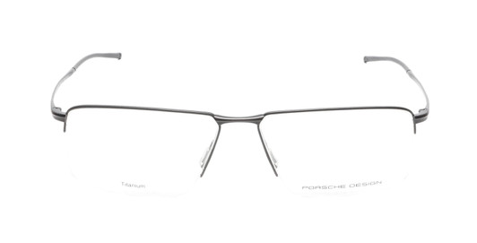 Front View of Porsche Design P8736 Unisex Semi-Rimless Designer Reading Glasses in Black 58 mm