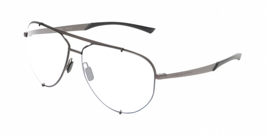 Profile View of Porsche Design P8920 Designer Reading Eye Glasses with Custom Cut Powered Lenses in Satin Dark Gunmetal Grey Black Unisex Pilot Full Rim Metal 63 mm