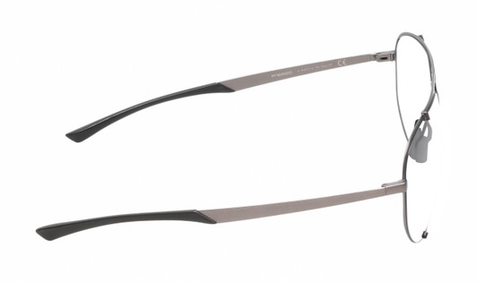 Side View of Porsche Design P8920 Designer Reading Eye Glasses with Custom Cut Powered Lenses in Satin Dark Gunmetal Grey Black Unisex Pilot Full Rim Metal 63 mm
