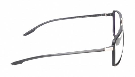 Side View of Porsche Design P8934 Designer Progressive Lens Blue Light Blocking Eyeglasses in Matte Charcoal Grey Gold Unisex Pilot Full Rim Acetate 59 mm