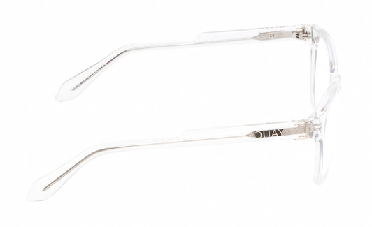 Side View of QUAY Australia Hardwire Mini Unisex Cateye Blue Light Reading Glasses Clear 51mm