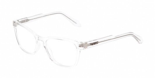 Profile View of QUAY Australia Hardwire Mini Designer Blue Light Blocking Eyeglasses in Clear Crystal Gold Unisex Cat Eye Full Rim Acetate 51 mm