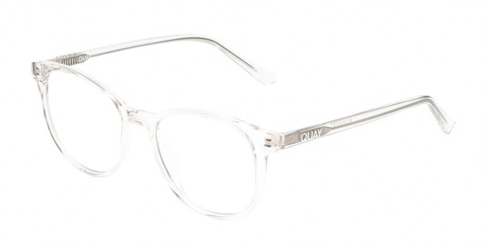 Profile View of QUAY Australia Blueprint Designer Single Vision Prescription Rx Eyeglasses in Clear Crystal Silver Unisex Round Full Rim Acetate 51 mm